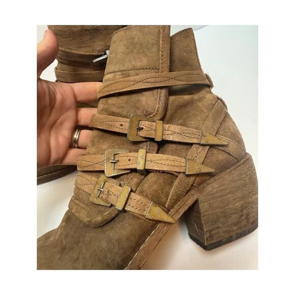 Free People Mason Distressed Suede Buckle Boots Sz. 39 (US 8.5) - Picture 4 of 10